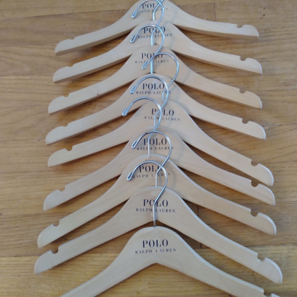 LOT of 9 Polo Ralph Lauren Wooden Hangers